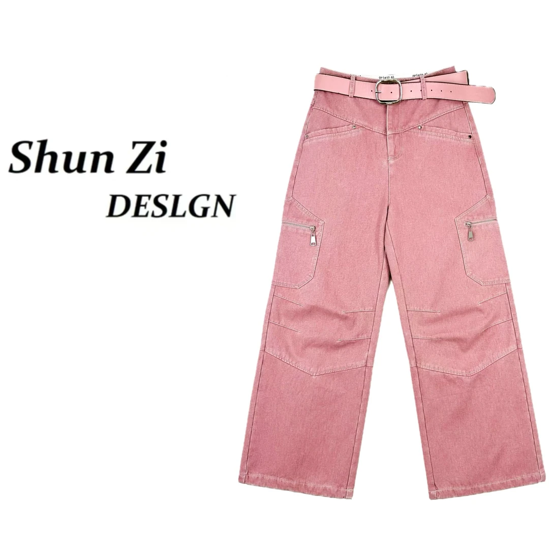 顺子/SZ25003 原创设计2025春季新品原美式复古洗水牛仔直筒裤