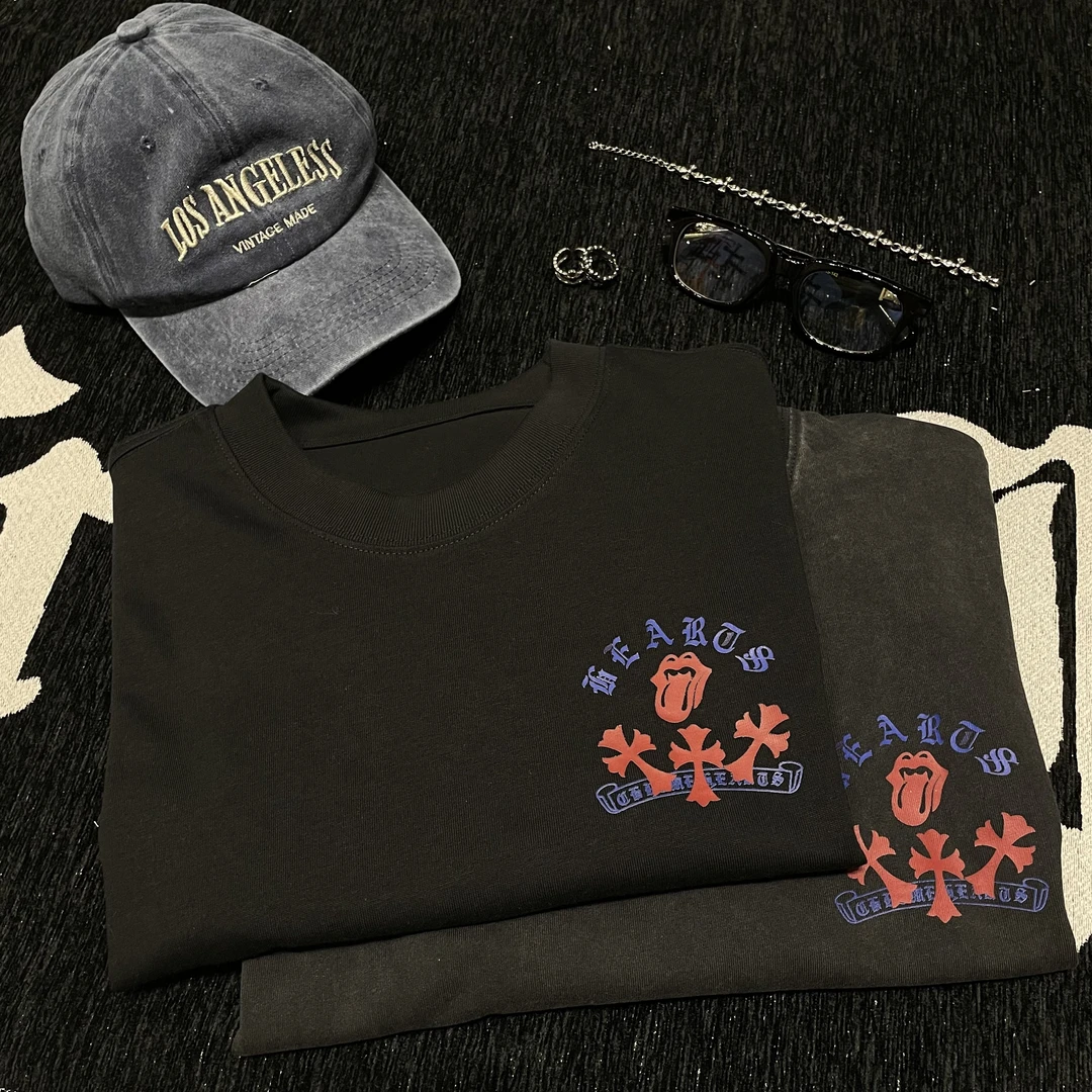 25春夏季新款潮流休闲T恤【533】舌头十字架