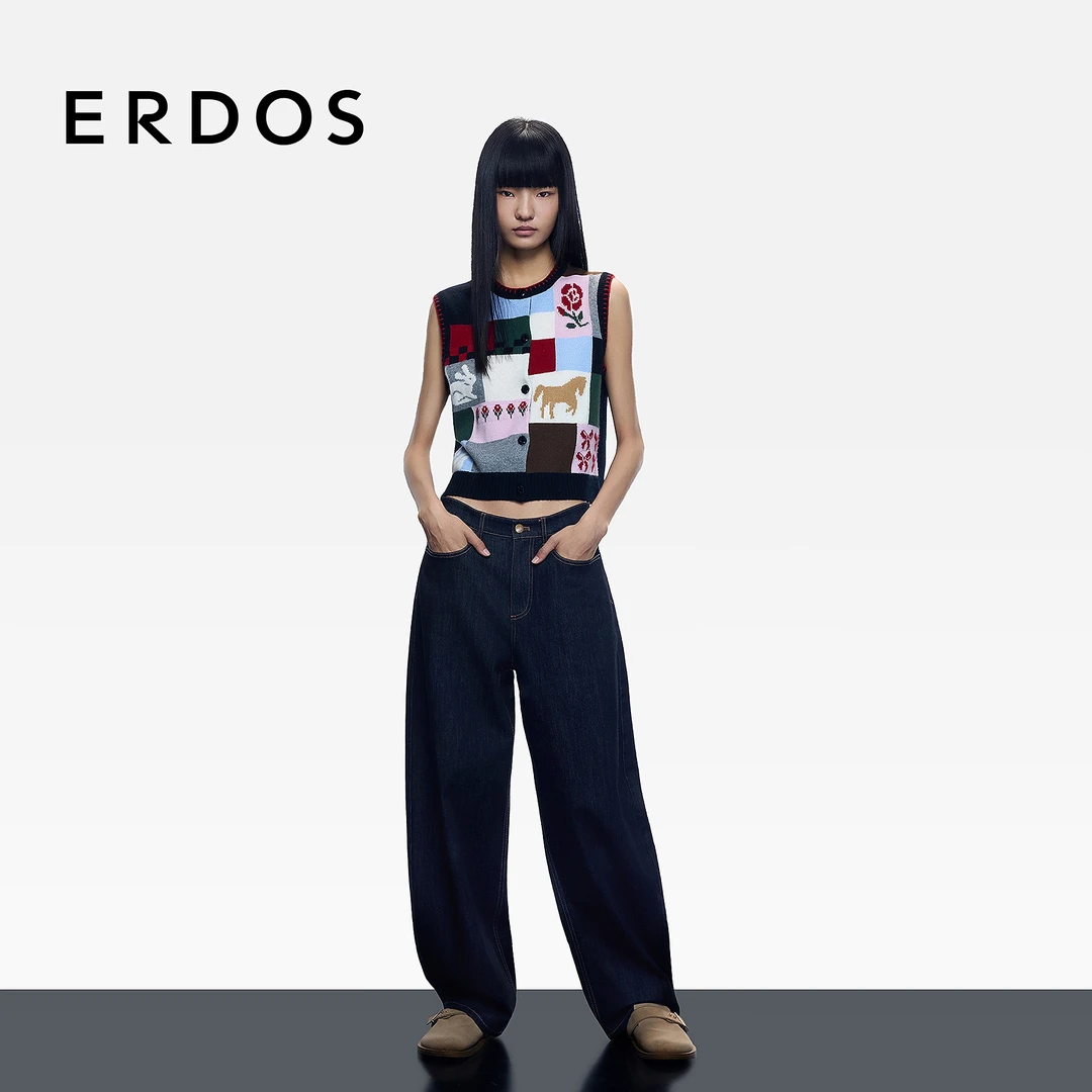 ERDOS 三醋酸牛仔棉复古黑香蕉裤牛仔裤【铃兰花语】25年早秋新品