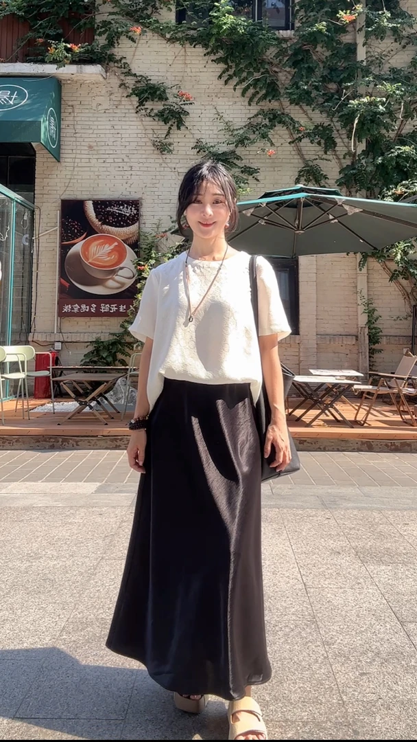 斜裁醋酸鱼尾长裙