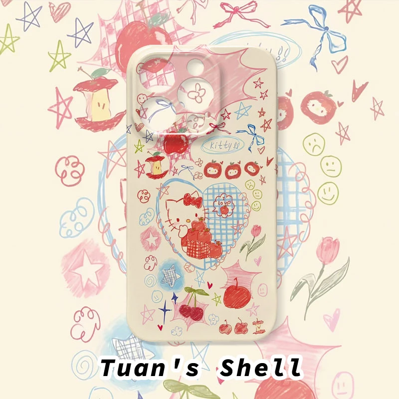 涂鸦凯蒂猫菲林软壳适用苹果/华为/VIVO/OPPO小米卡通创意手机壳