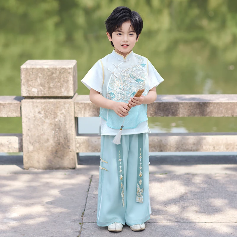 旗铂-璟华 2025夏季两件套男童汉服儿童古装古风新款汉服国风