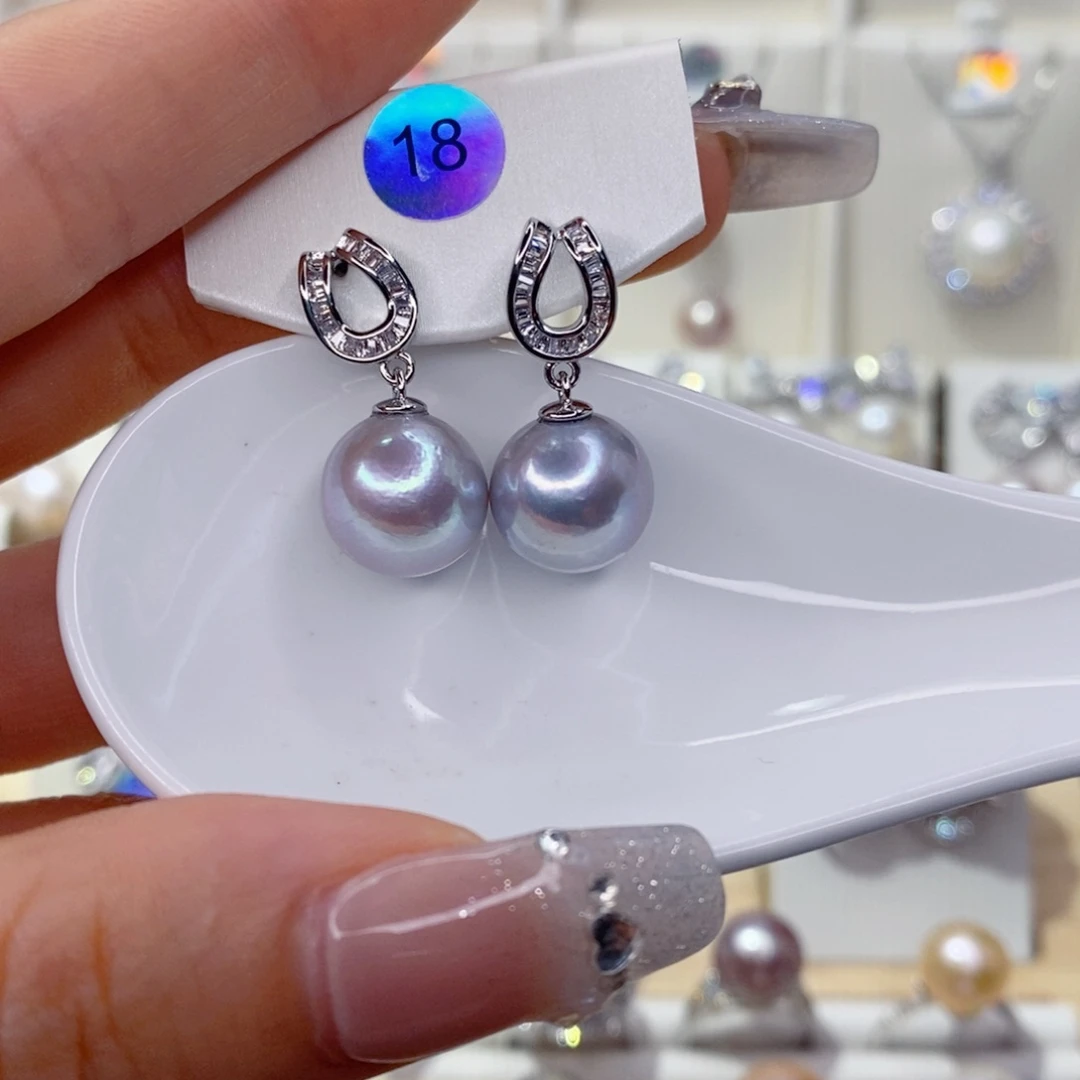 银S925镶嵌淡水珍珠耳饰溪**雪11➕