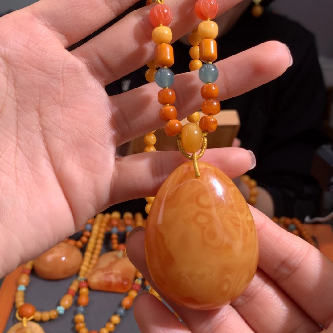 蜜蜡颈饰未镶嵌水滴