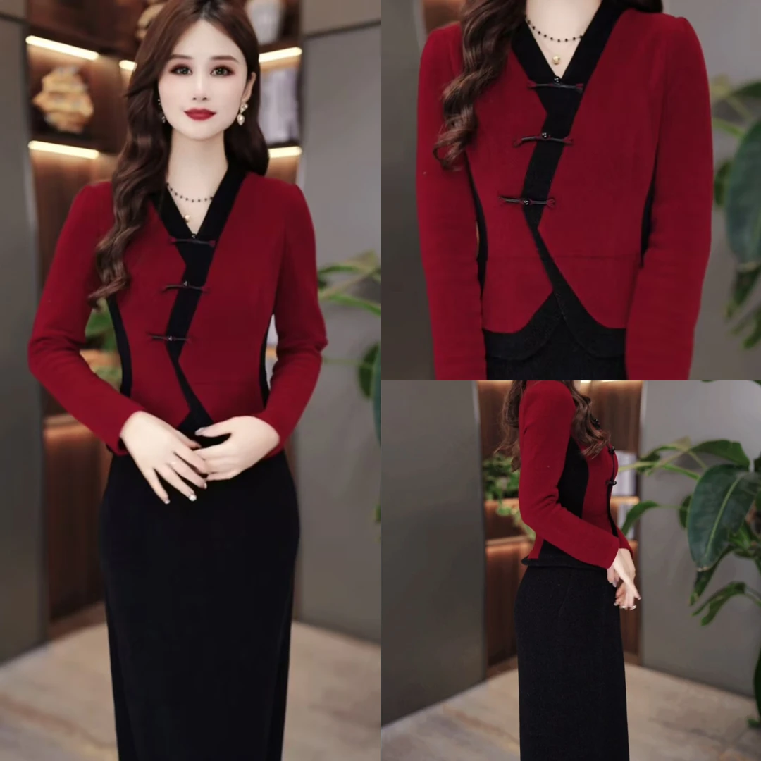 秋季时尚连衣裙2025新款气质显瘦时尚百搭收腰连衣裙MY25YS002款