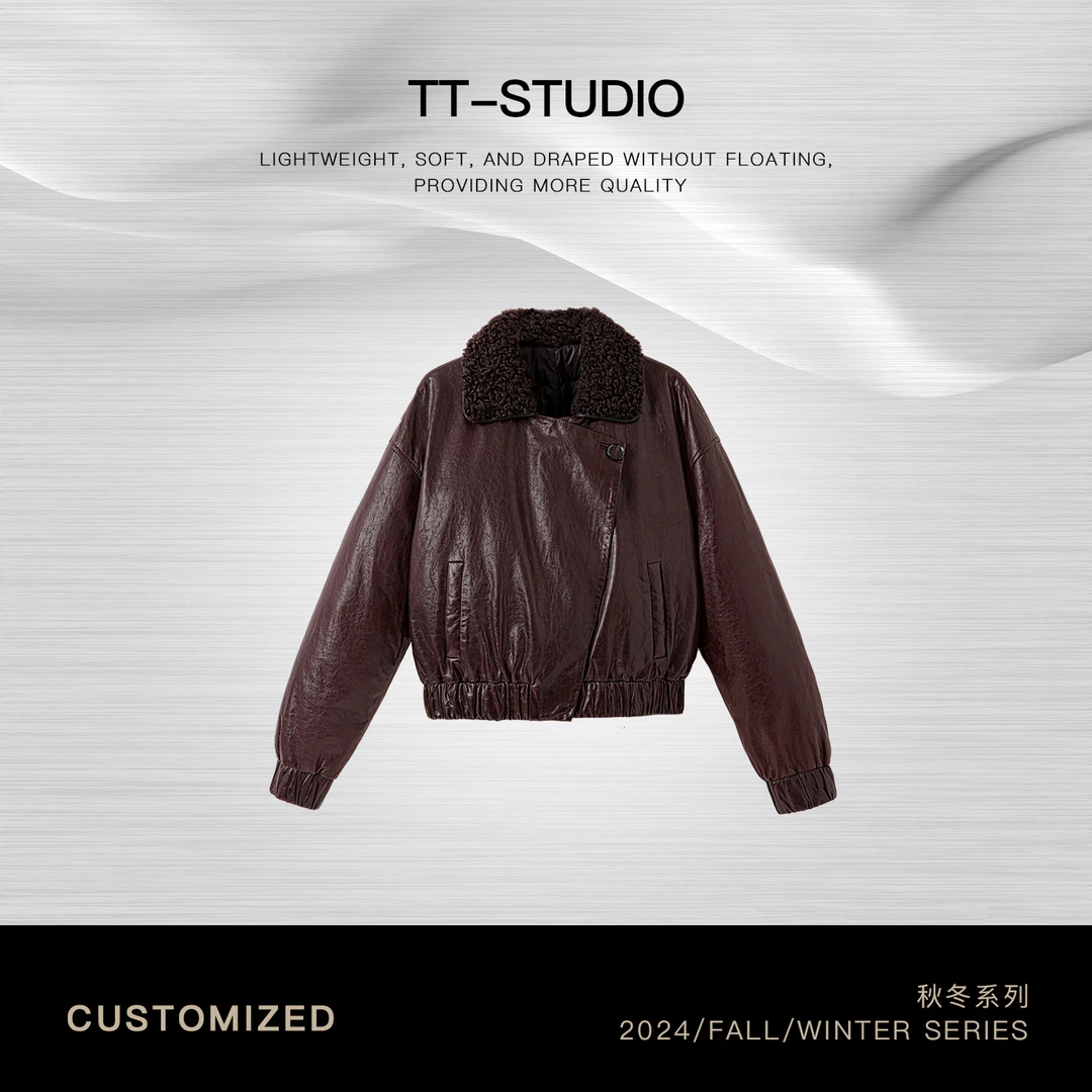TT【波尔多】90白鹅绒油蜡真皮拉贡皮毛一体毛领羽绒服TT-MYOL82622