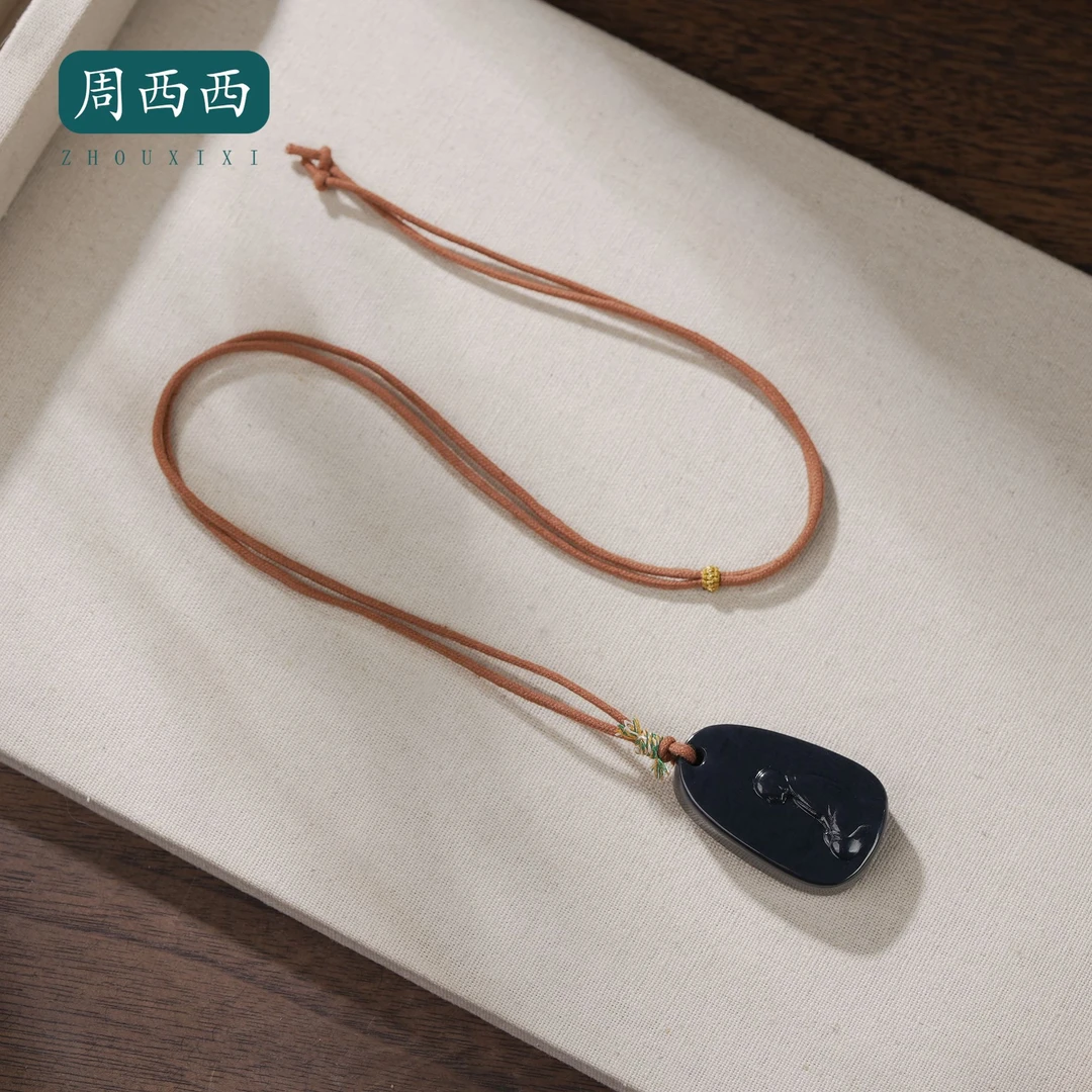 周西西精美珠宝和田玉墨玉悟道项链时尚百搭多样性发货19290