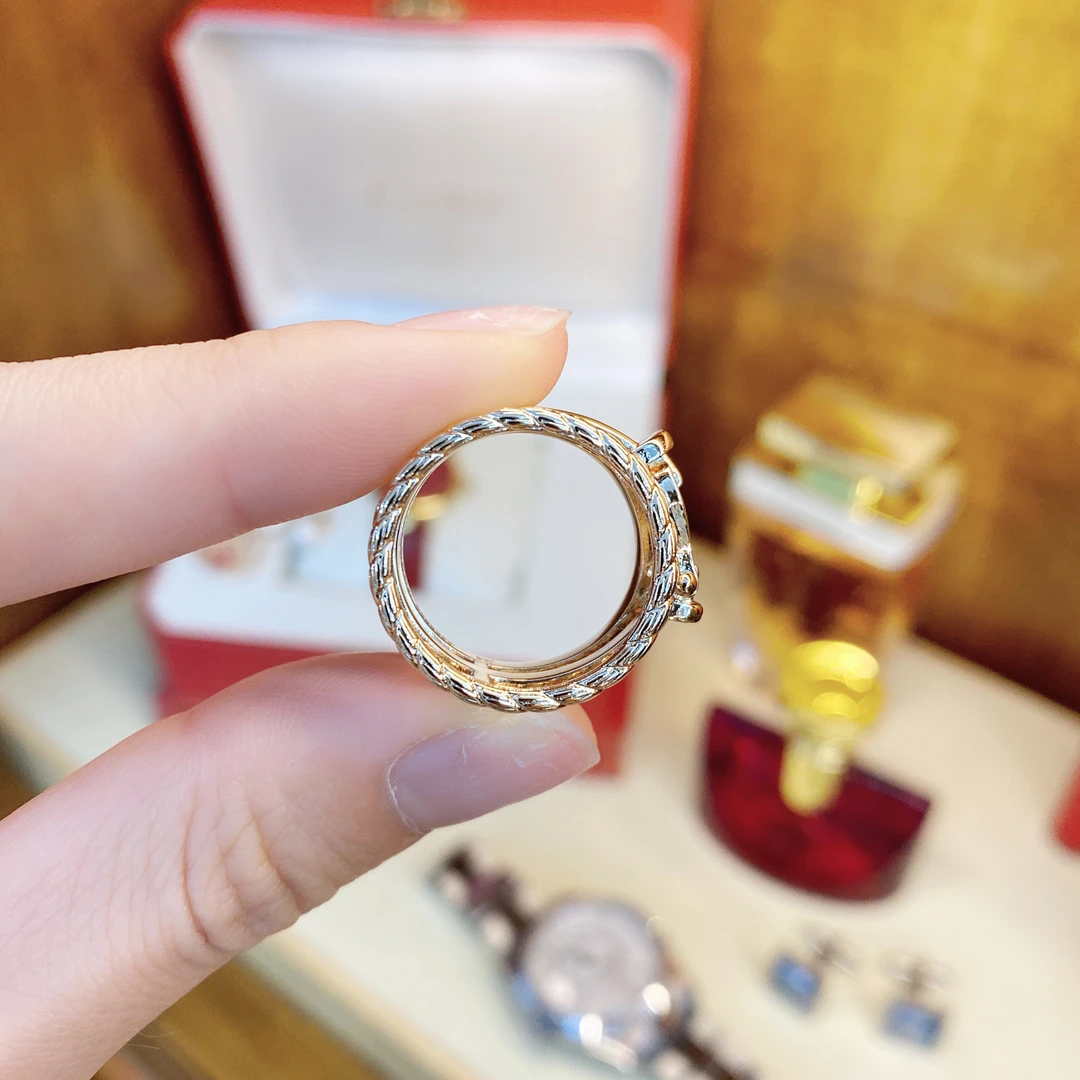 925银合成锆石戒指  定制黑标K马蹄圆环时尚戒指dois12