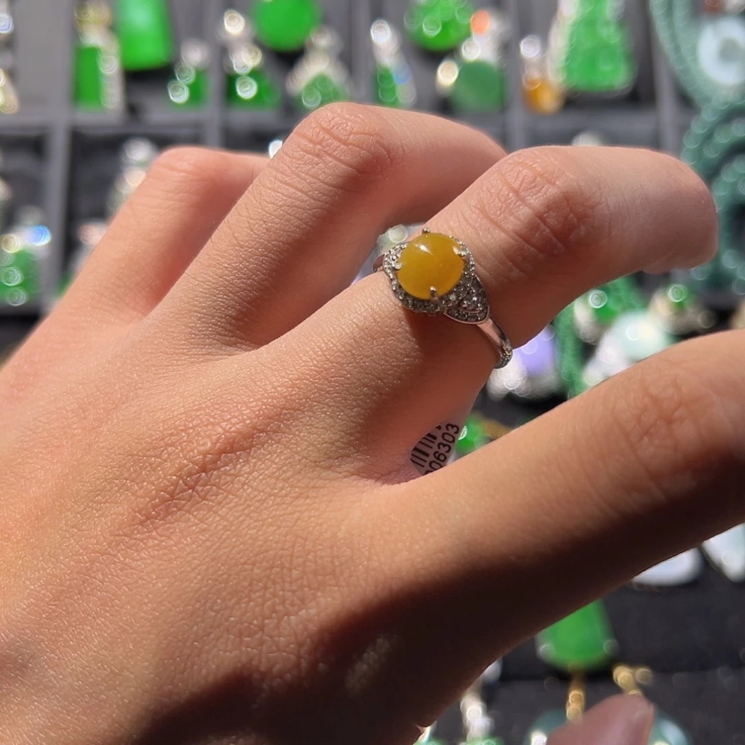 翡翠银S925镶嵌戒指戒指