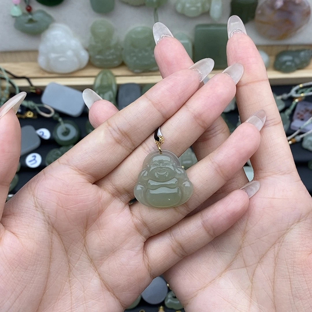 「***」和田玉18K金镶嵌吊坠(不含链)