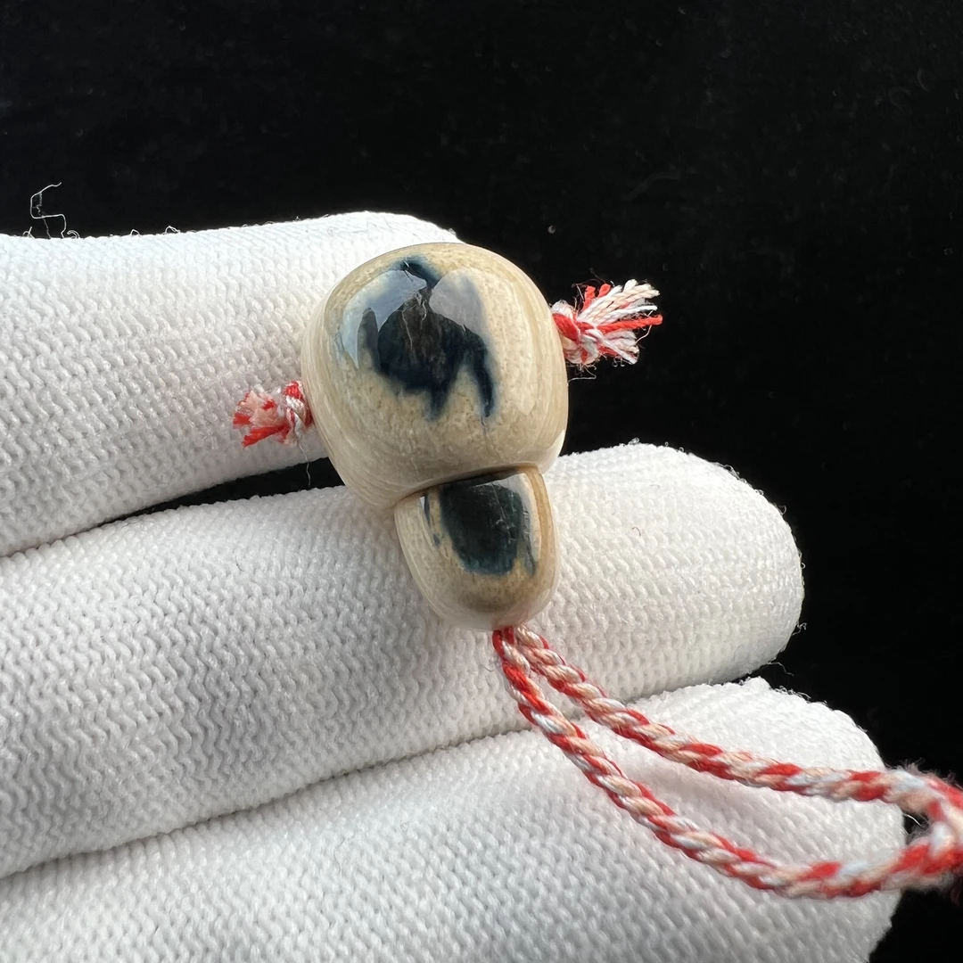 S6707天然猛犸牙 蓝眼睛 三通对孔*高16*24mm 支持鉴定 假一罚四