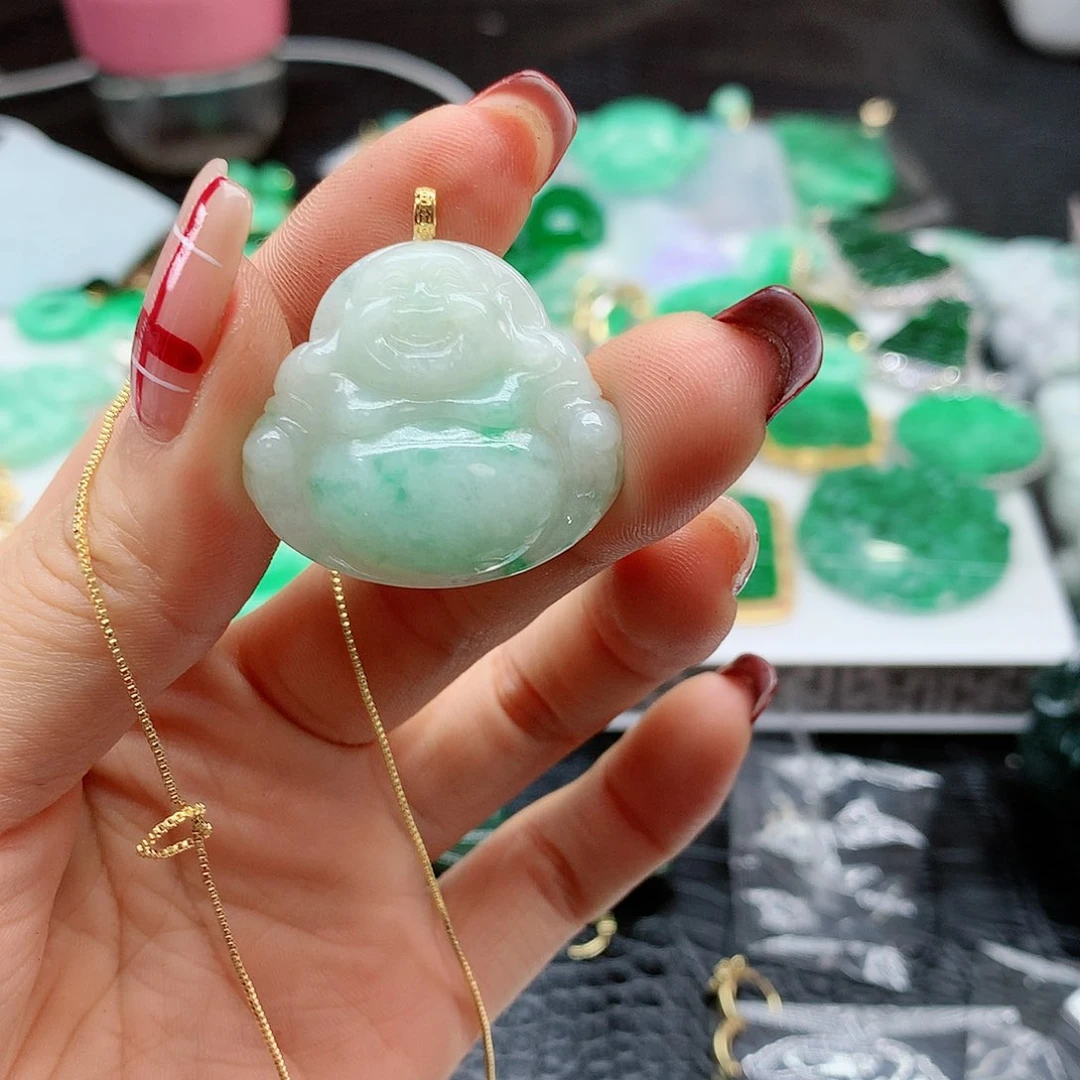 【闪购商品】翡翠吊坠(赠链)18K金镶嵌