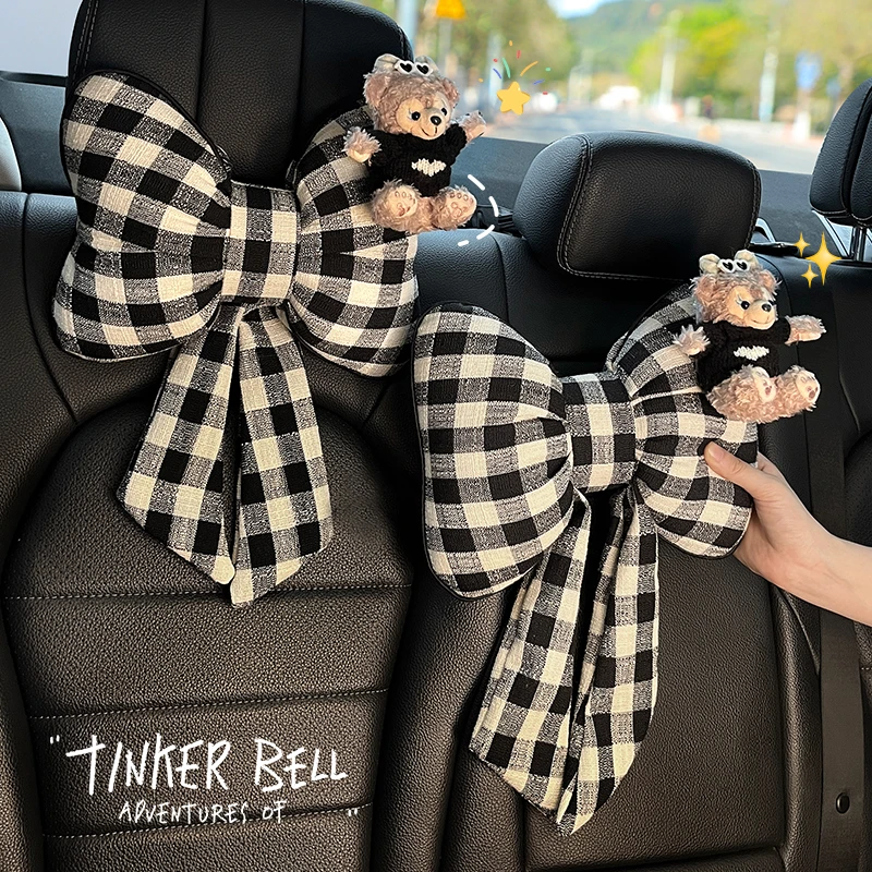 汽车头枕护颈枕久坐座椅腰托蝴蝶结高级感主副驾驶开车护腰神器女