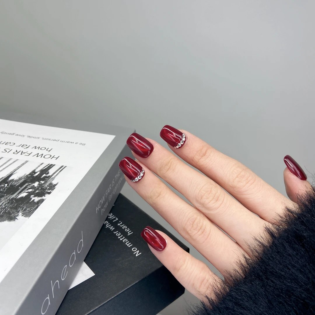 「琉璃醉」欢喜猫眼带钻穿戴甲