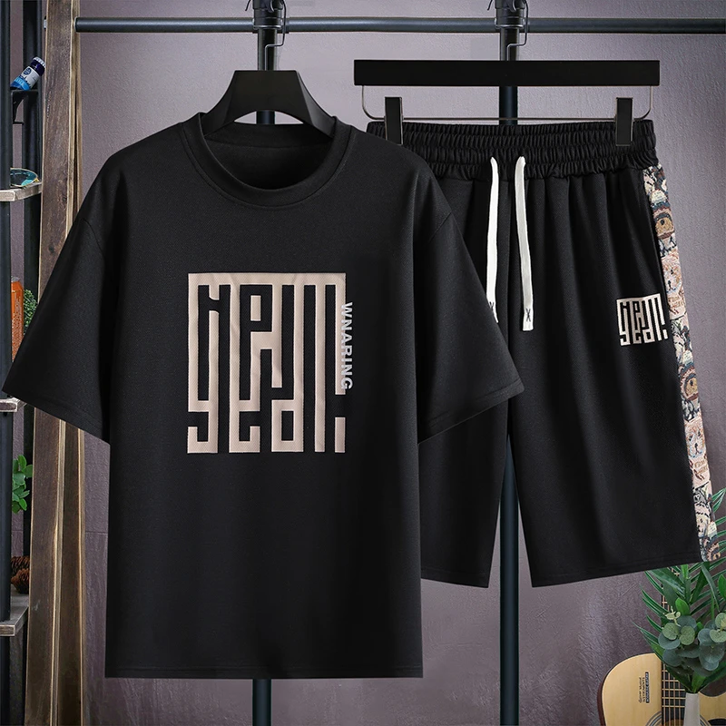 【两件套】夏季男士短袖短裤青少年休闲运动套装夏天帅气宽松大码男