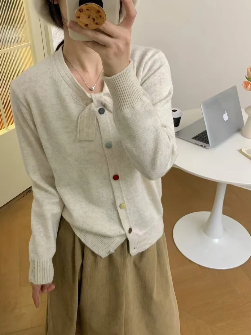 尚娅-软糯高品羊毛衫打底衫针织开衫毛衣【蝴蝶结】