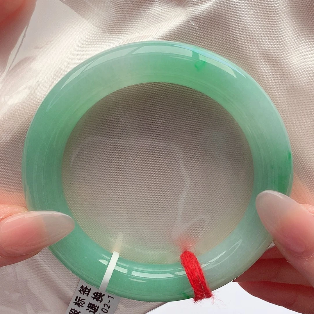 未镶嵌手镯翡翠天然A货翡翠58-59甜甜果绿飘阳 完美22号