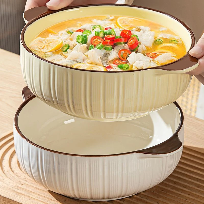 酸菜鱼大盆碗家用新款大碗双耳汤碗特大号盘子陶瓷水煮鱼汤盆qt