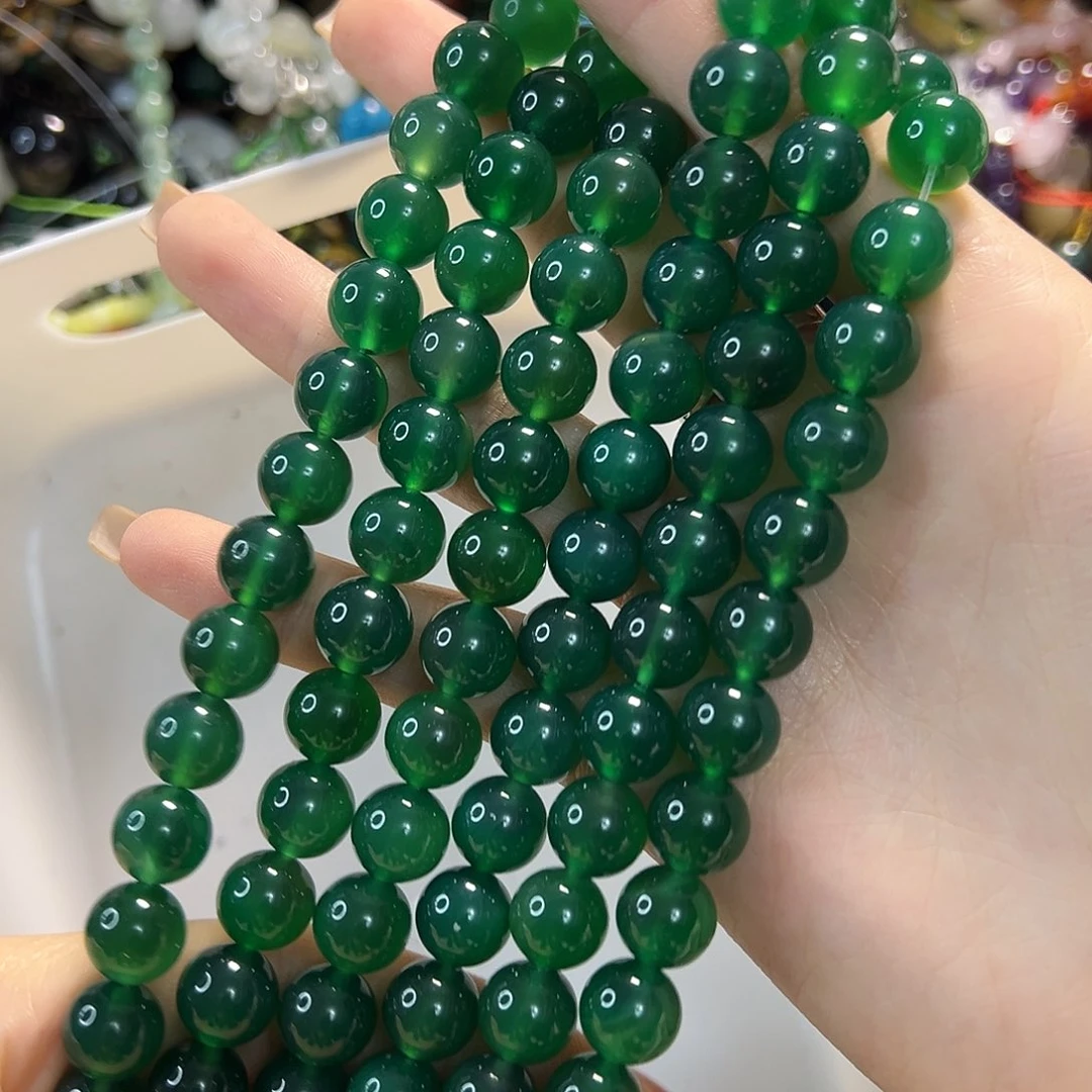 玛瑙/玉髓未镶嵌珠宝半成品卡10绿玛瑙一条