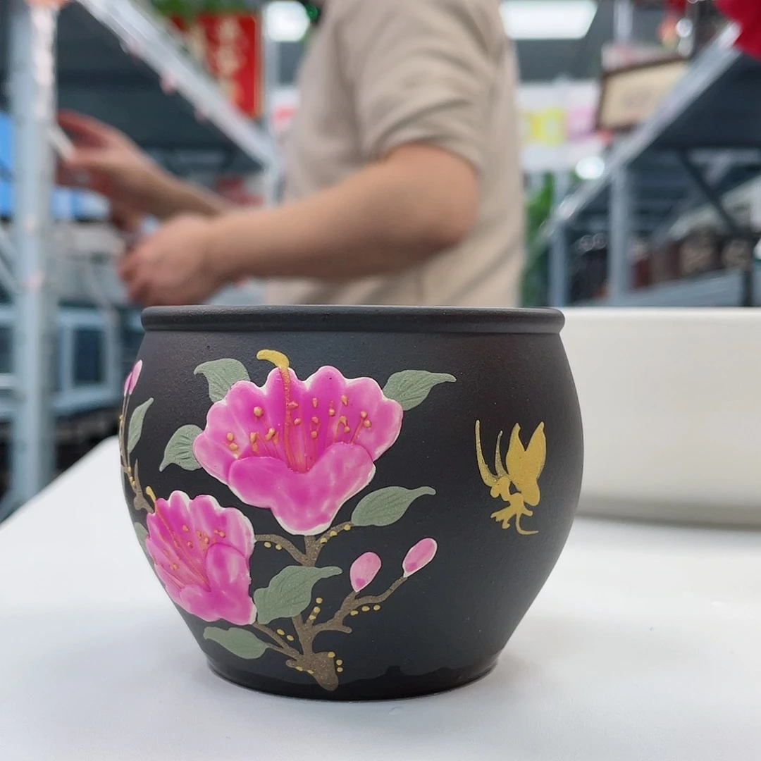 紫砂茶杯山茶花11111111111111