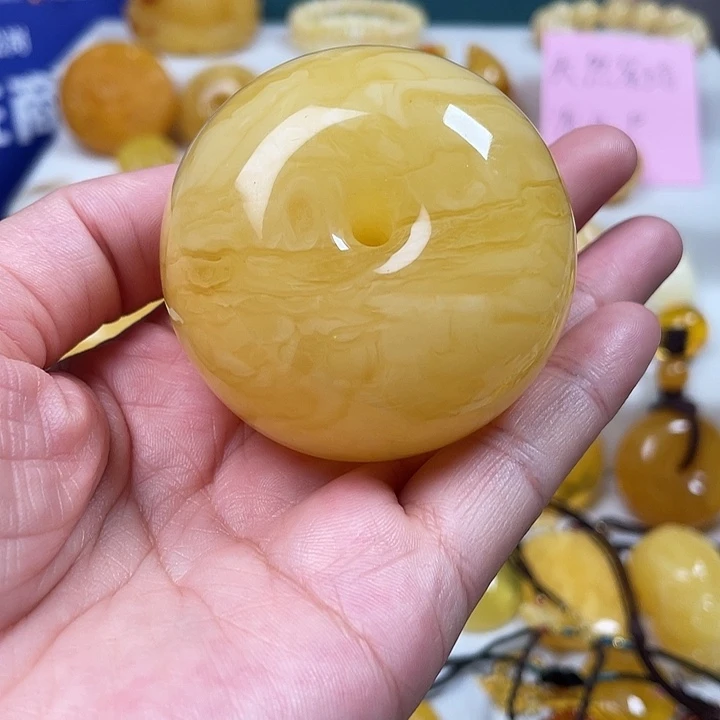 未镶嵌蜜蜡裸石虎皮纹平安扣
