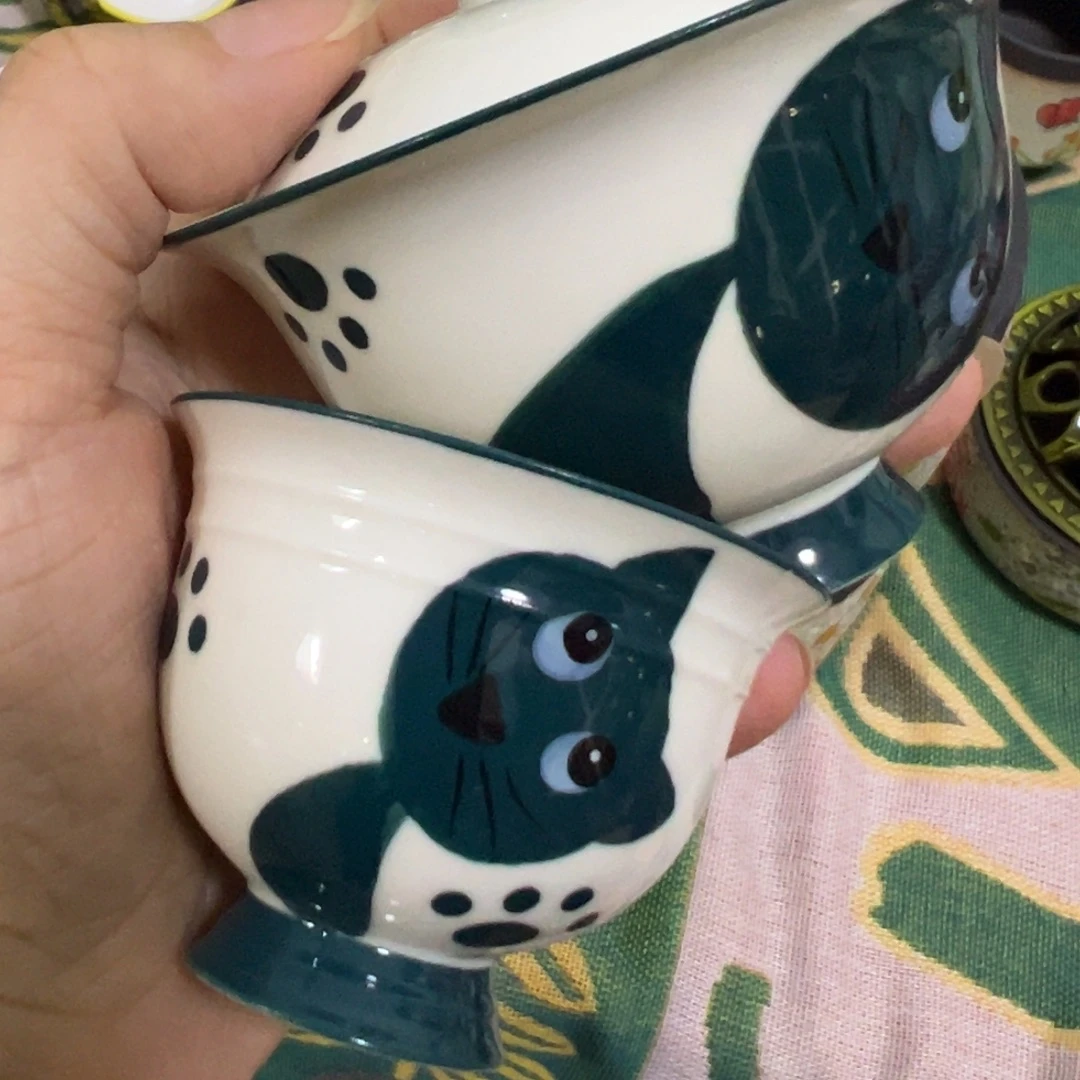 阿福猫盖碗套组一碗一杯