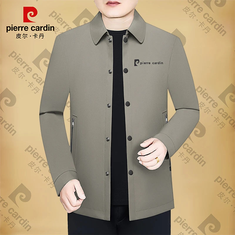 皮尔卡丹男士新款高档商务休闲翻领夹克男装外套上衣茄克春秋季潮