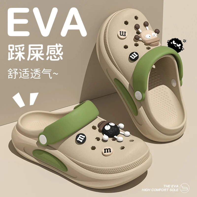 2025厚底新款增高防臭沙滩拖鞋包头拖女防滑女士洞洞女款夏季外穿