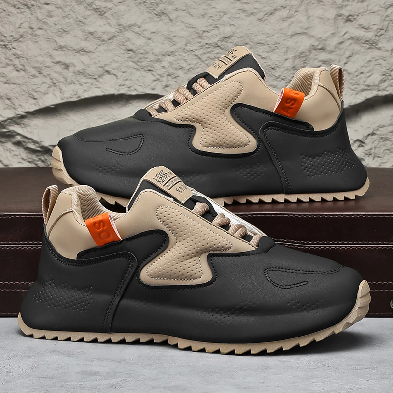 法莎尼亚运动老爹鞋男鞋皮面百搭防滑时尚潮流冬季运动鞋码休闲鞋