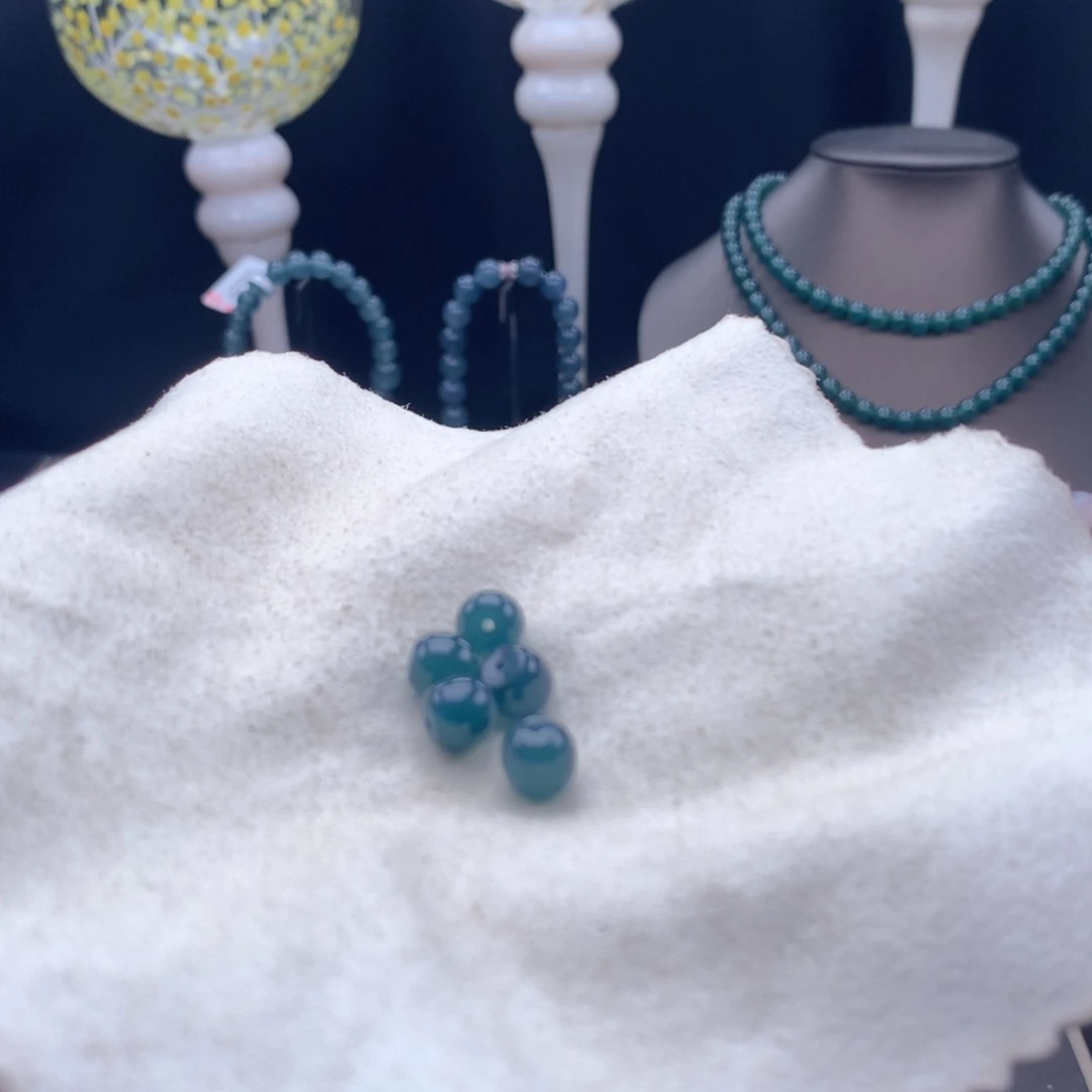 单***行翡翠未镶嵌手链卡7.8mm老型珠单珠5颗