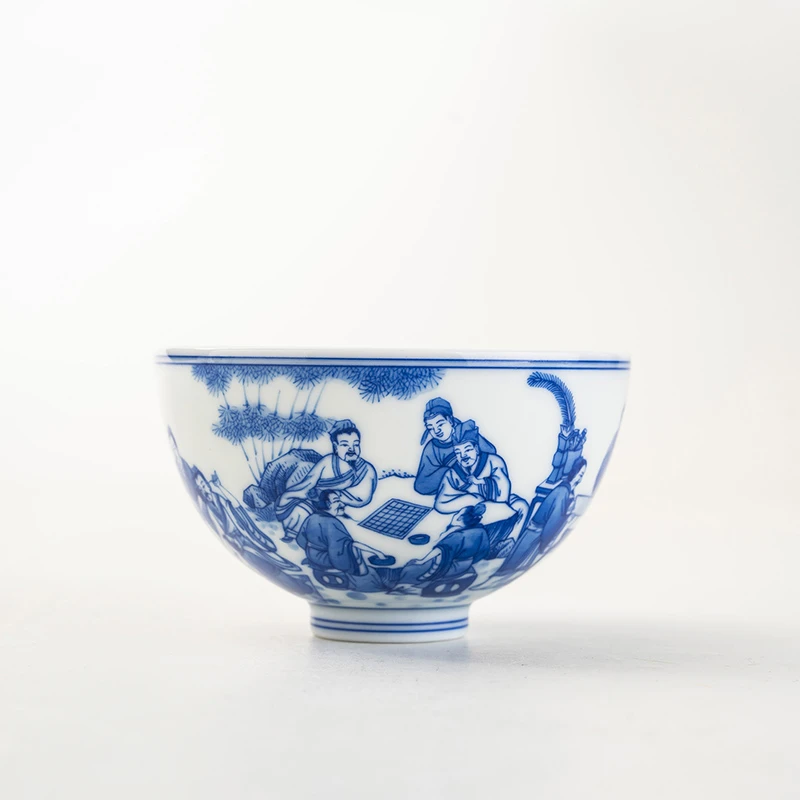 【詺兮清窑】十八学士鸡心杯-主人杯·细工人物【MX178】