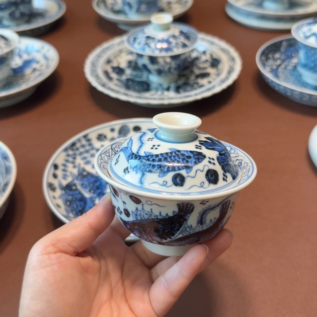 手工手绘茶具盖碗