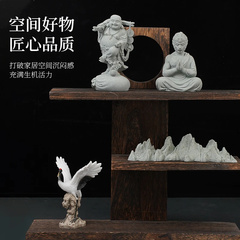 【青砂石】千里江山笔山餐饮佛像工艺品鱼缸造景摆件禅意家居玄关