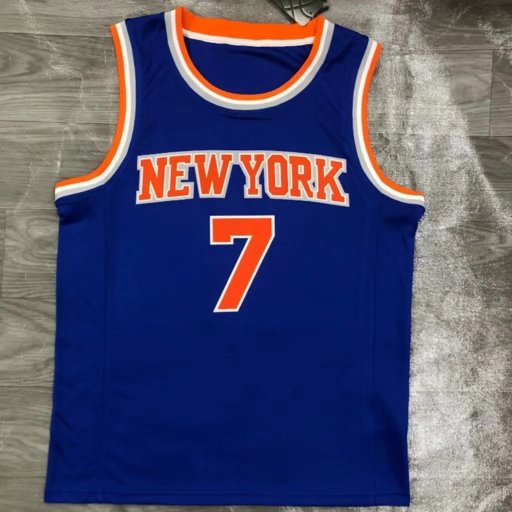 【纽约尼克斯热压】安东尼林书豪布伦森运动蓝色休闲透气复古速干