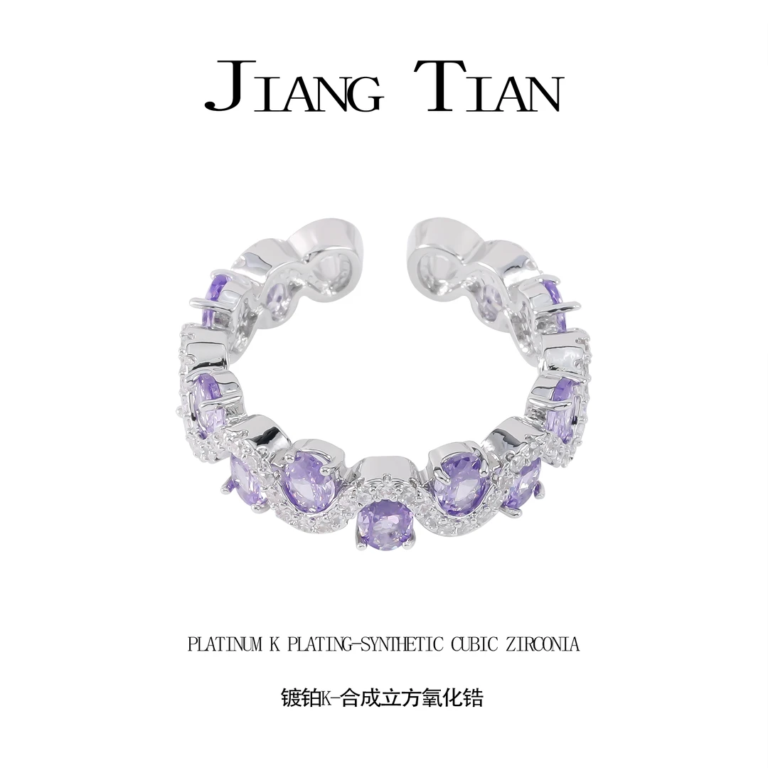 铜合金合成锆石戒指 气质轻奢时尚小众戒指2812