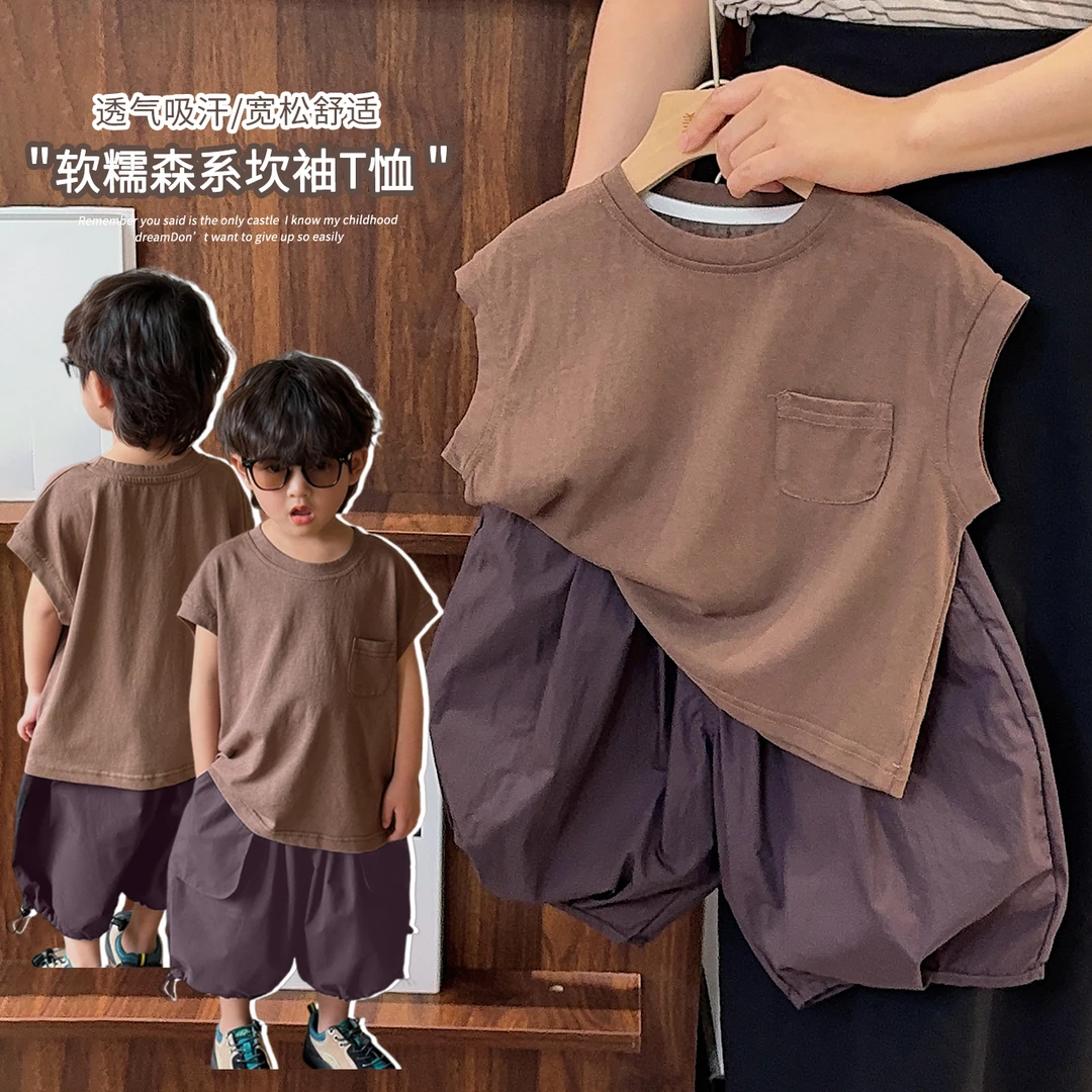 《必入爆款》森系男女童雪花棉背心新款韩版儿童无袖T恤25XL1301