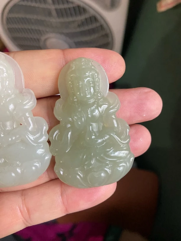 30*50mm观音，和田玉青海料晴水，多样性发其一