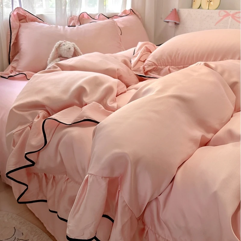 公主风凉感冰丝四件套夏季花边款床单被套床笠夏天裸睡床上用品