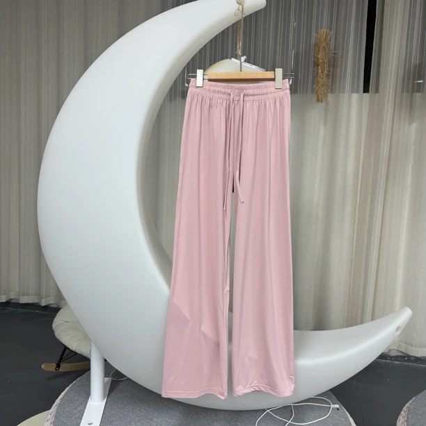 3616高级感抽绳防蚊垂感显瘦冰凉感夏季松紧腰百搭冰丝休闲裤