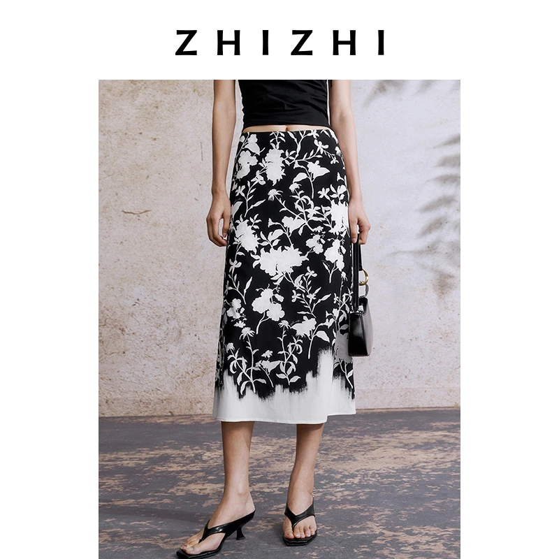 【格物】致知 十样花 印花直身半裙女25夏新款优雅时尚ZZ2EMWBZ023