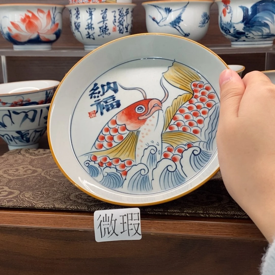 釉下彩老陶泥手工绘制