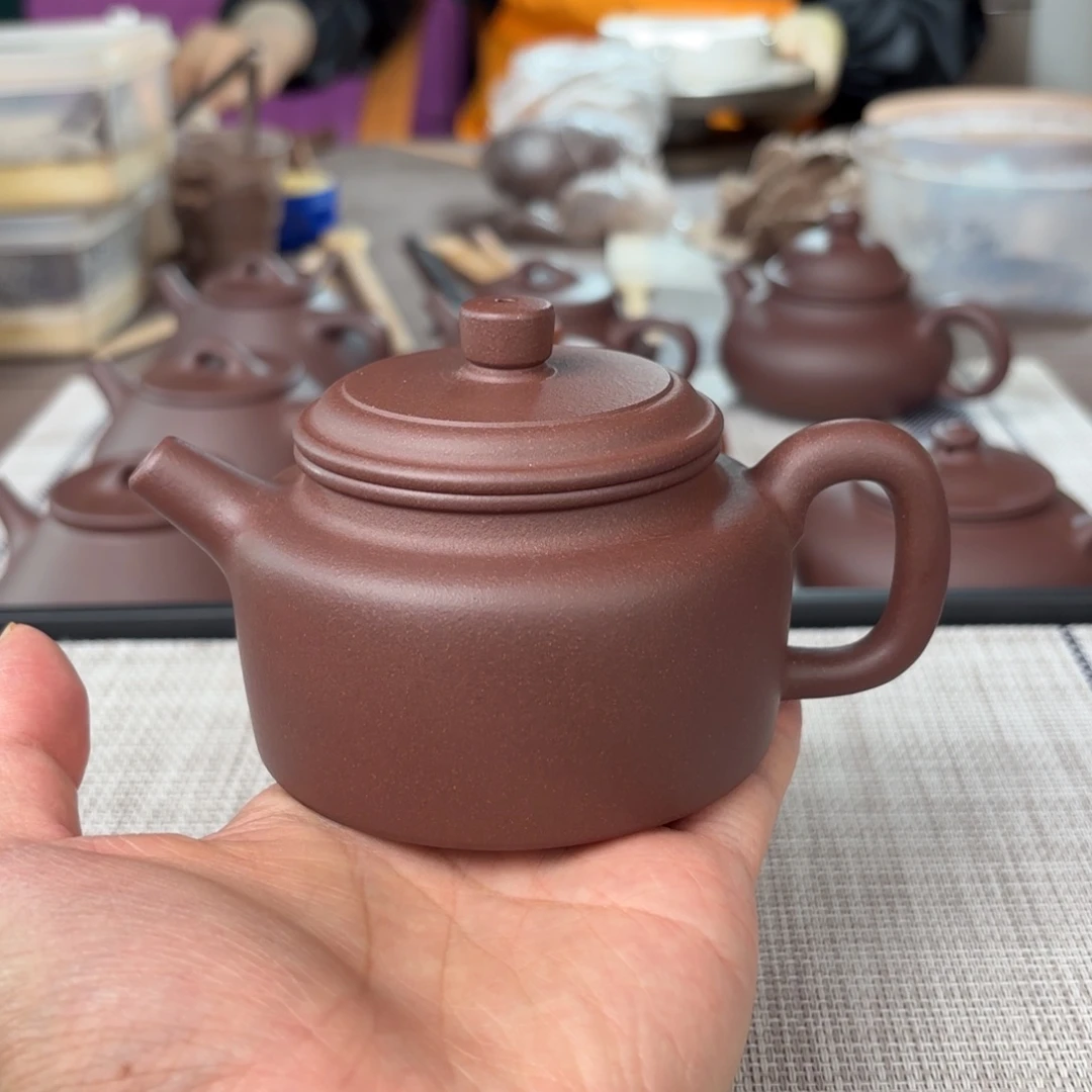 茶壶紫砂半手工老紫泥德钟壶200cc