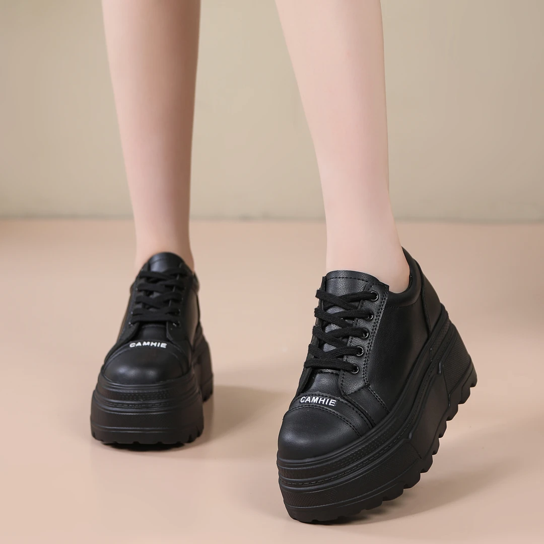 【8CM】厚底小白鞋小个子高跟女鞋时尚百搭轻便舒适平底运动休闲鞋