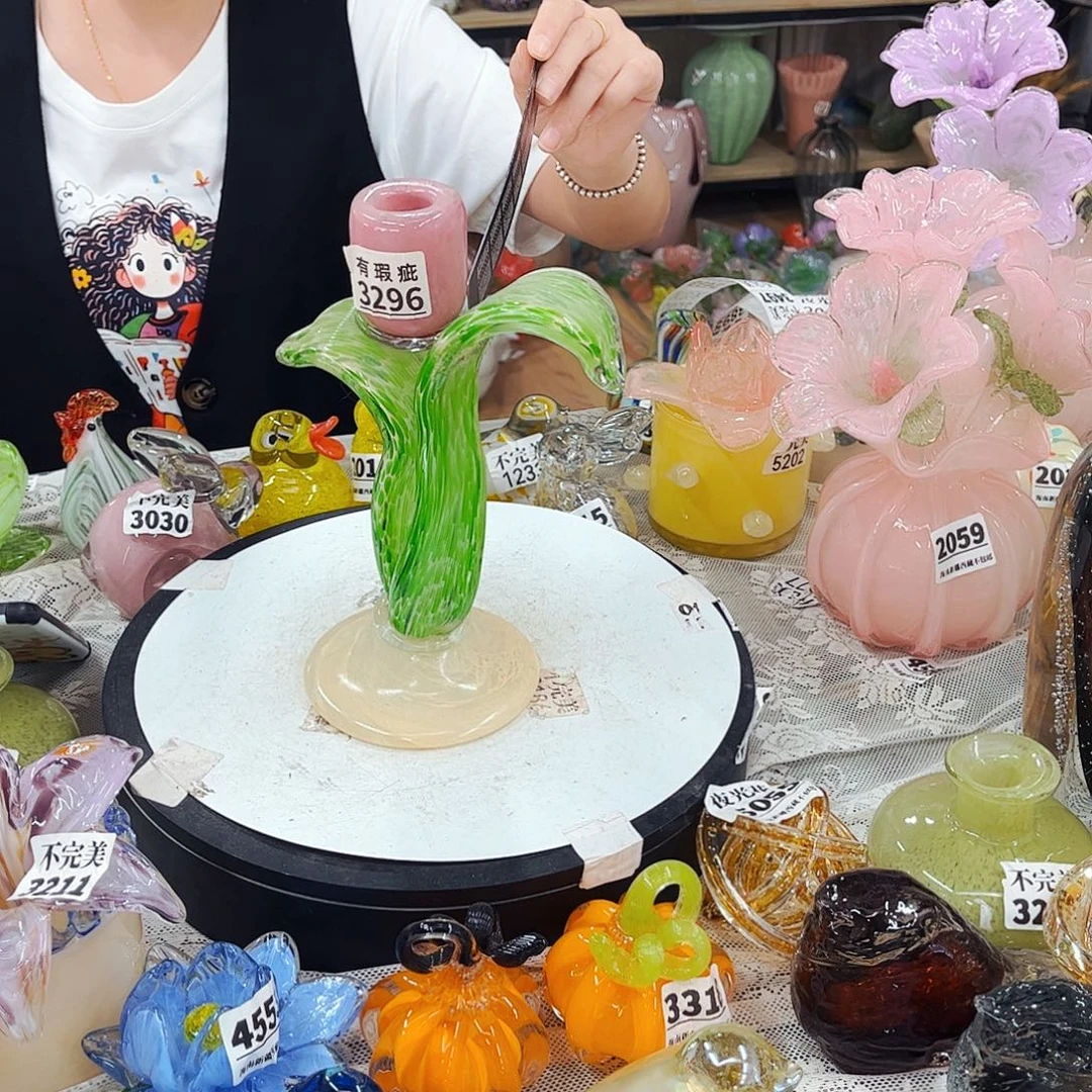 3296掉叶瑕大 家悦琉璃工艺品不完美