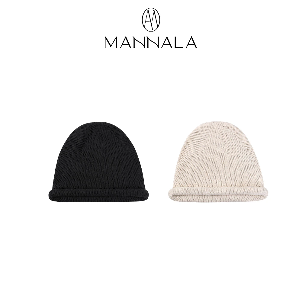 MANNALA丨简约慵懒定制棉锦纱线卷檐针织冷帽 Q0143