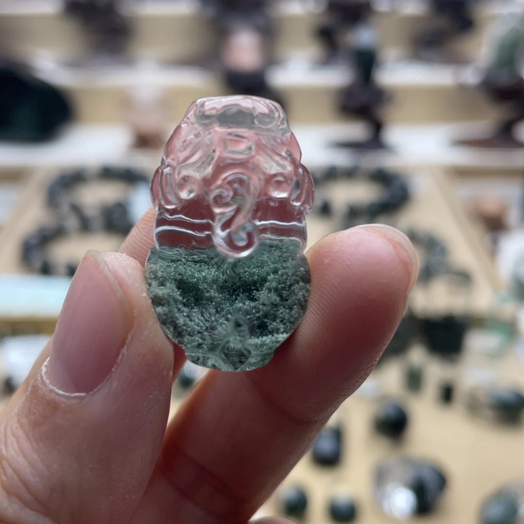 水晶颈饰未镶嵌绿幽灵聚宝盆貔貅