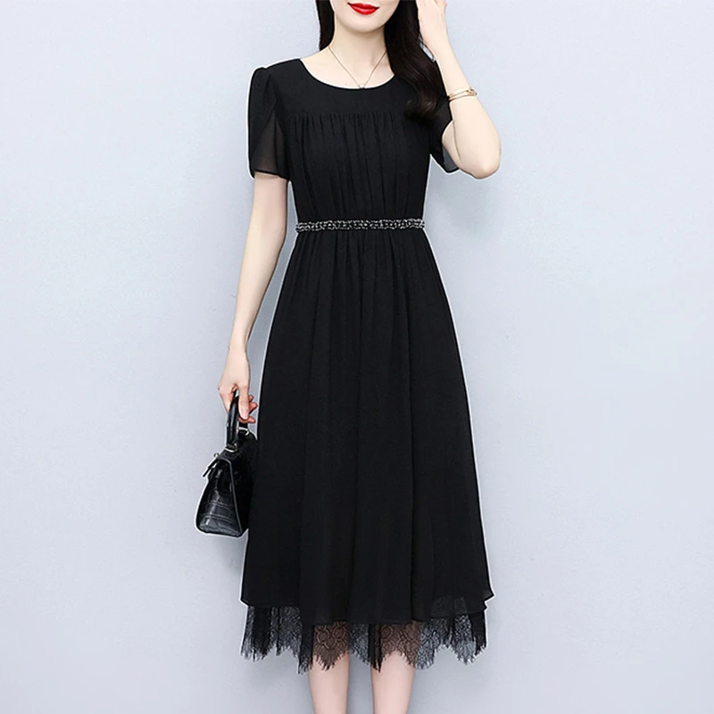 2025黑色尤莱特穿搭时尚气质显瘦轻奢长裙连衣裙