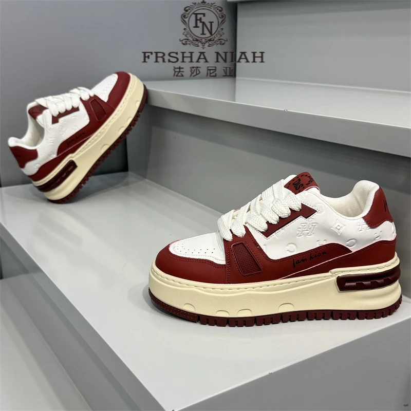 法莎尼亚时尚休闲运动鞋秋季新款厚底增高皮面舒适百搭韩版潮男鞋
