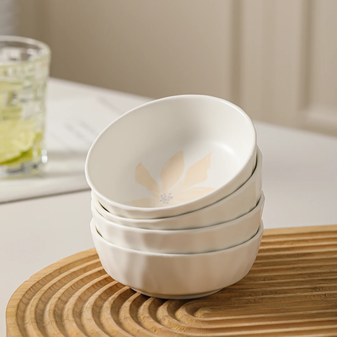 新款餐具花影菱格碟味碟4个装家庭装光滑易清洗可用微波炉耐热