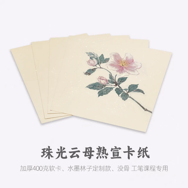 义记宣珠光云母熟宣卡纸A3A4仿古水墨林子宣纸卡纸国画专用纸矾宣